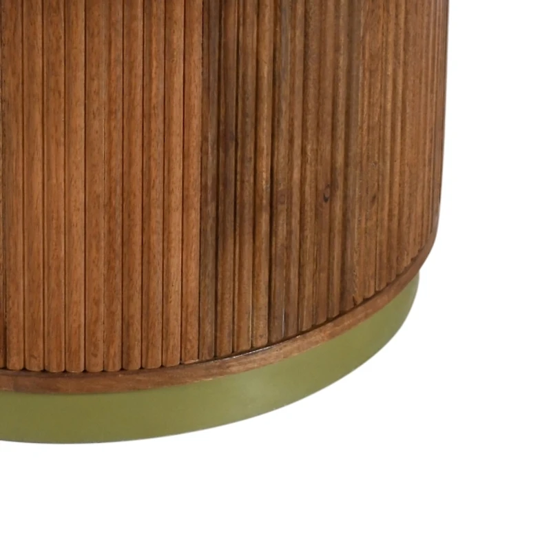 Brown and Brass Fluted Accent Table