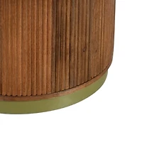 Brown and Brass Fluted Accent Table