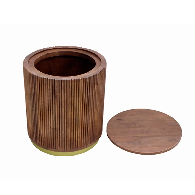 Brown and Brass Fluted Accent Table