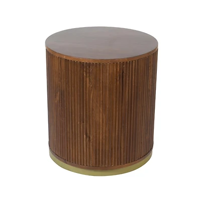 Brown and Brass Fluted Accent Table