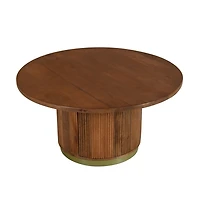 Brown and Brass Round Storage Coffee Table