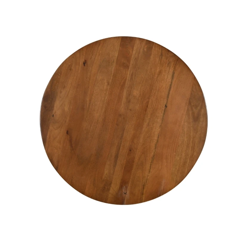 Brown and Brass Round Storage Coffee Table