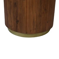 Brown and Brass Round Storage Coffee Table