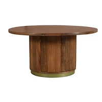 Brown and Brass Round Storage Coffee Table