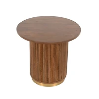Brown Wood and Brass Moderna Accent Table