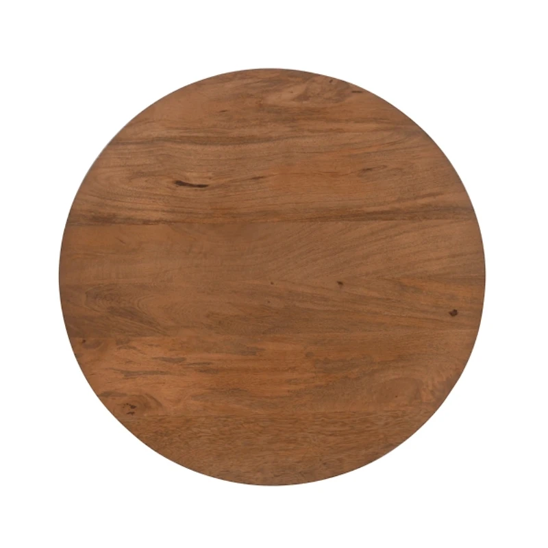 Brown Wood and Brass Moderna Accent Table