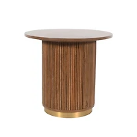Brown Wood and Brass Moderna Accent Table