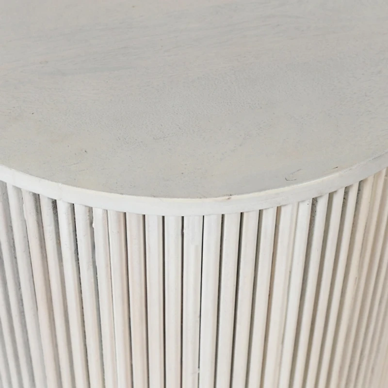 White Distressed Fluted Accent Table