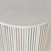White Distressed Fluted Accent Table