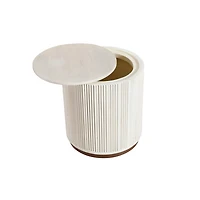 White Distressed Fluted Accent Table