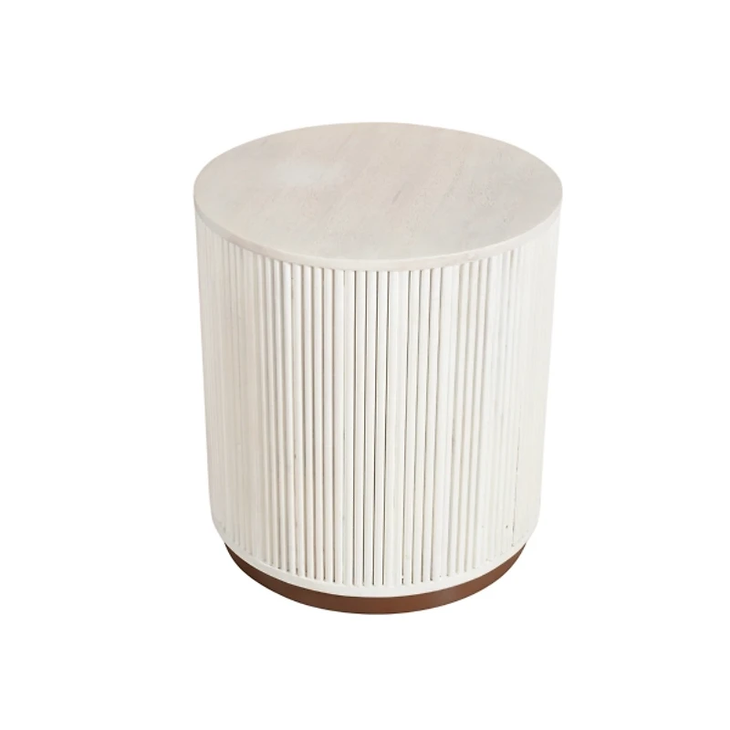 White Distressed Fluted Accent Table