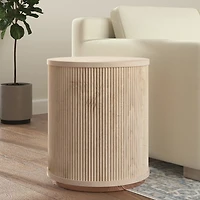 White Distressed Fluted Accent Table