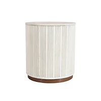 White Distressed Fluted Accent Table