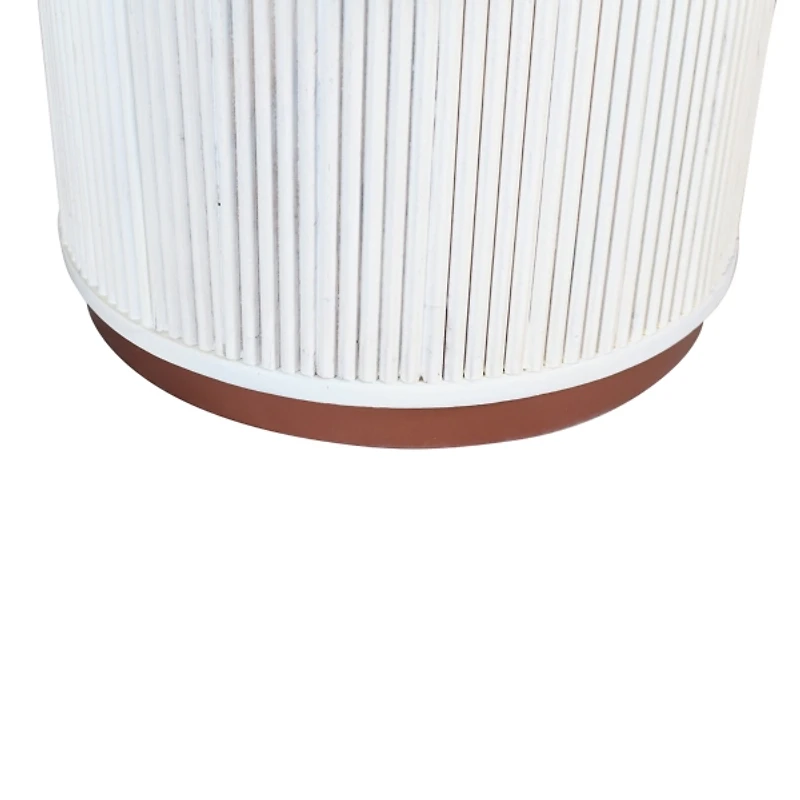 White Distressed Round Storage Coffee Table