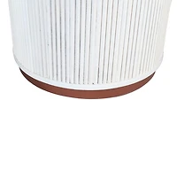 White Distressed Round Storage Coffee Table