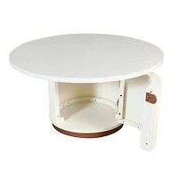 White Distressed Round Storage Coffee Table