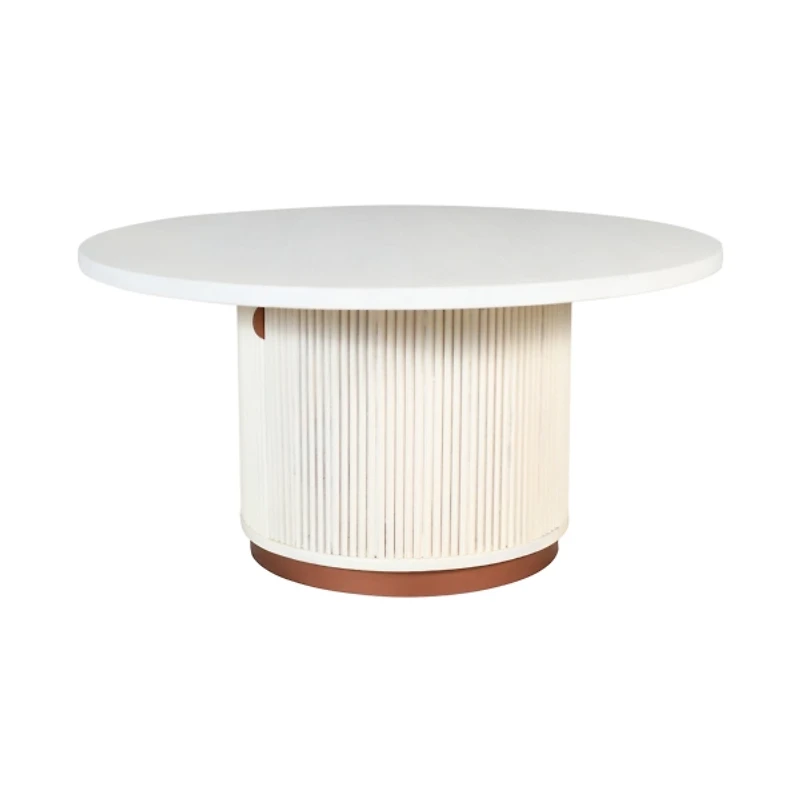 White Distressed Round Storage Coffee Table