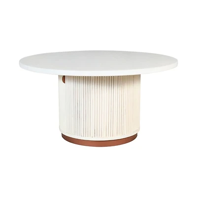 White Distressed Round Storage Coffee Table