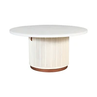 White Distressed Round Storage Coffee Table