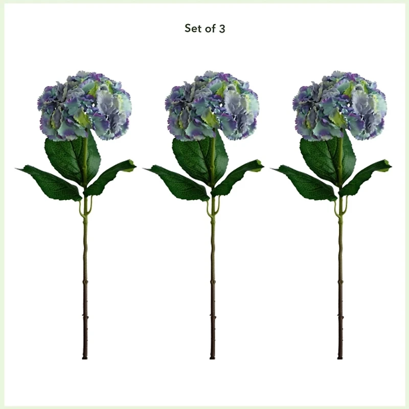 Purple Tie Dye Hydrangea Flower Stems, Set of 3