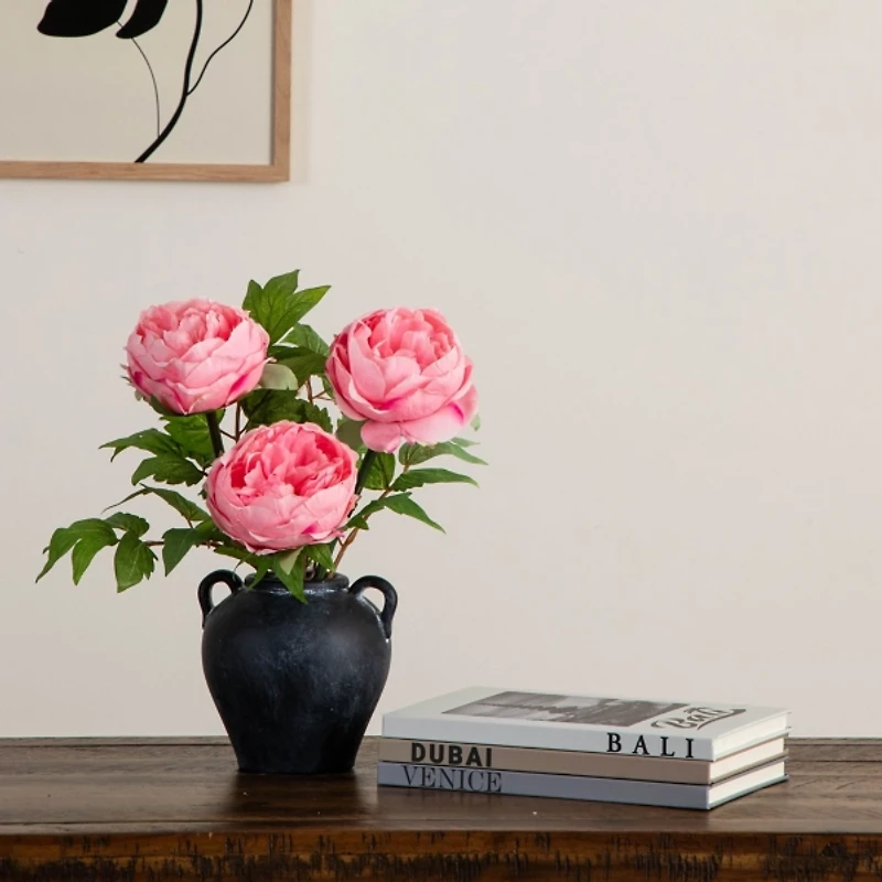 Pink Peony Flower Stems, Set of 3