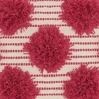 Hot Pink Tufted Pom Poms Throw Pillow