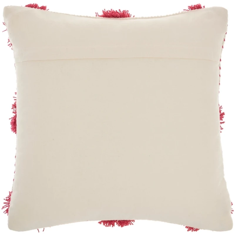 Hot Pink Tufted Pom Poms Throw Pillow