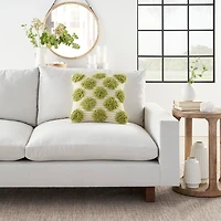 Lime Green Tufted Pom Poms Throw Pillow