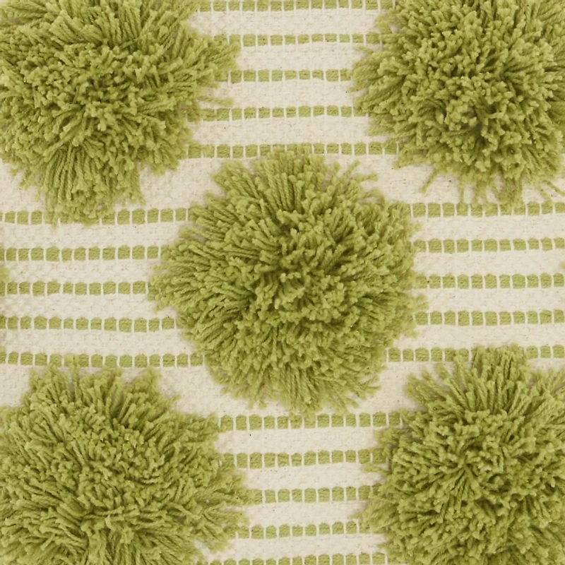 Lime Green Tufted Pom Poms Throw Pillow