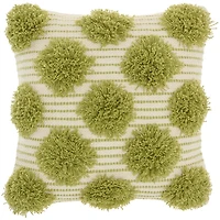 Lime Green Tufted Pom Poms Throw Pillow