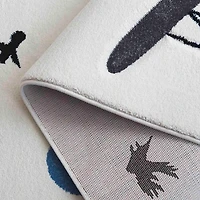Blue Hot Air Balloons & Planes Kids Area Rug