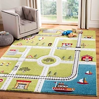 Green Town Roads Kids Area Rug, 5x8