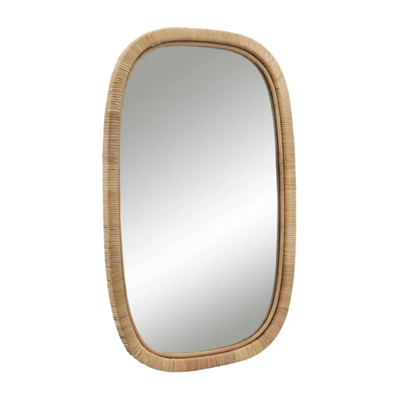 Natural Bambo Wrapped Frame Rectangle Wall Mirror