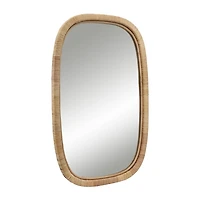 Natural Bambo Wrapped Frame Rectangle Wall Mirror