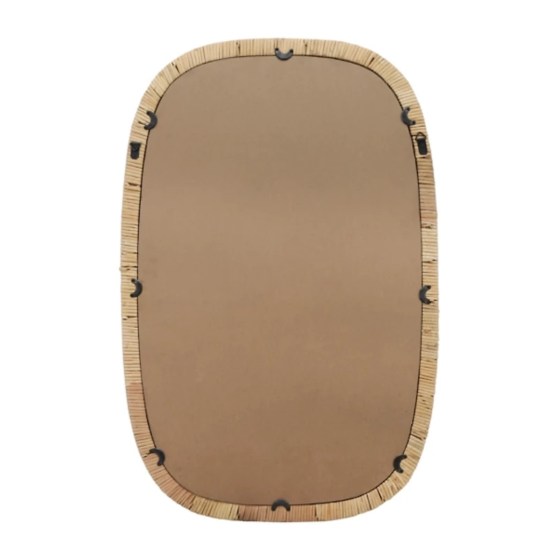 Natural Bambo Wrapped Frame Rectangle Wall Mirror