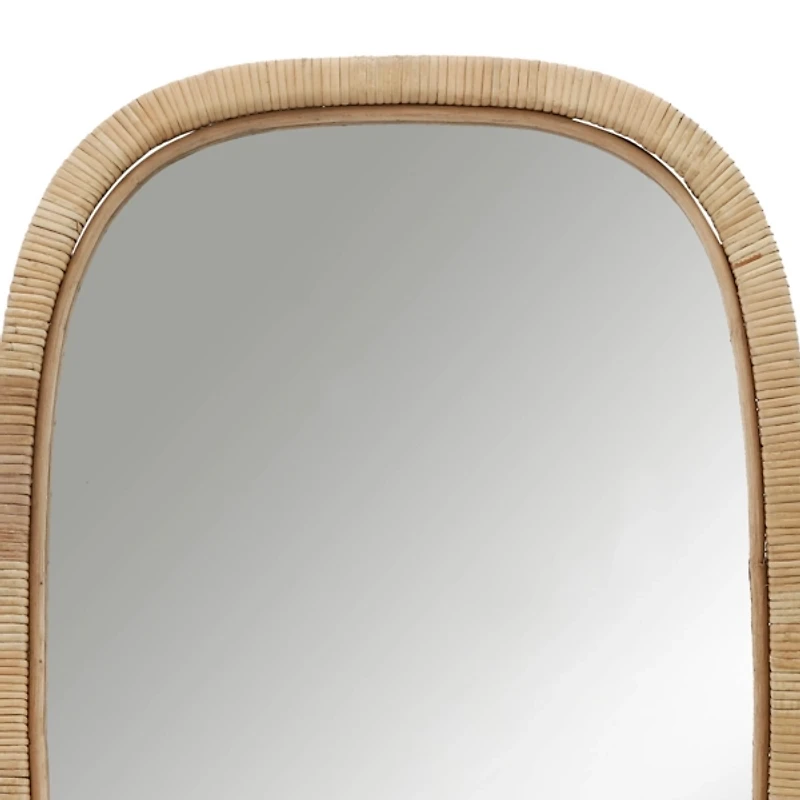 Natural Bambo Wrapped Frame Rectangle Wall Mirror