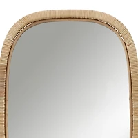 Natural Bambo Wrapped Frame Rectangle Wall Mirror