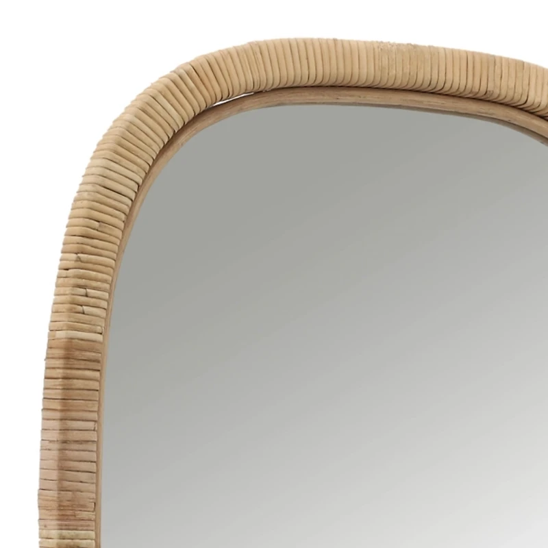 Natural Bambo Wrapped Frame Rectangle Wall Mirror
