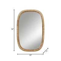 Natural Bambo Wrapped Frame Rectangle Wall Mirror