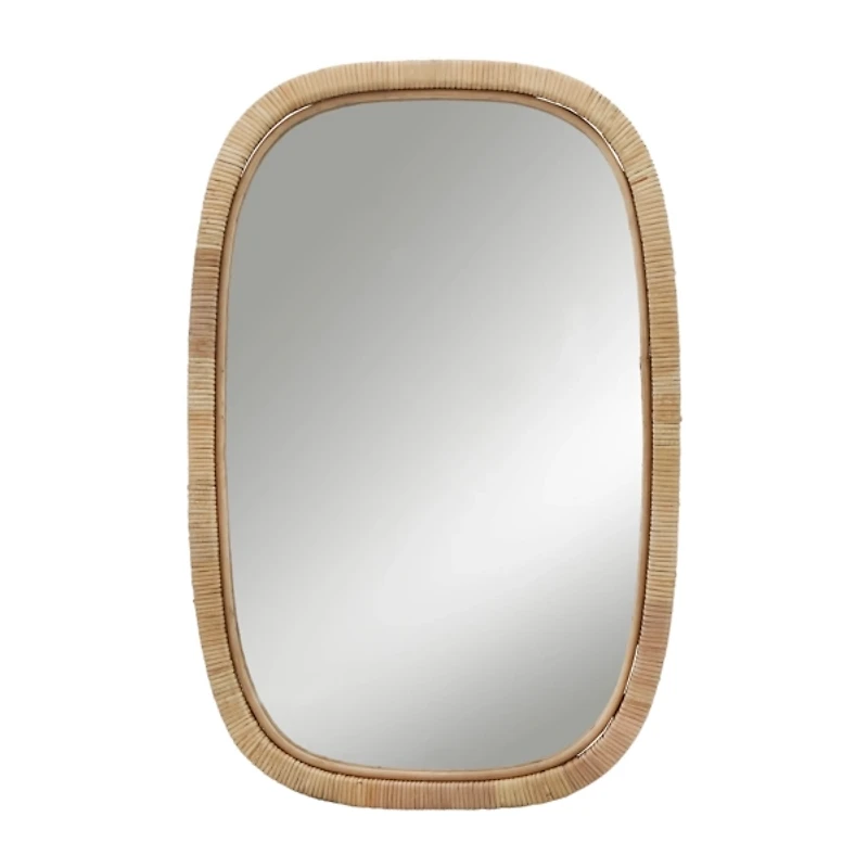 Natural Bambo Wrapped Frame Rectangle Wall Mirror