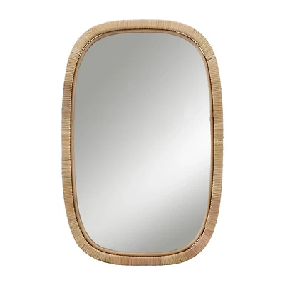 Natural Bambo Wrapped Frame Rectangle Wall Mirror