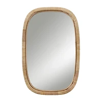 Natural Bambo Wrapped Frame Rectangle Wall Mirror