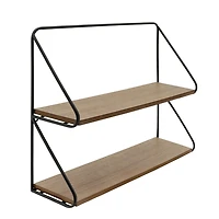 Black & Brown 2-Tier Wall Shelf