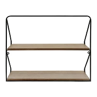 Black & Brown 2-Tier Wall Shelf