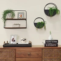 Black & Brown 2-Tier Wall Shelf