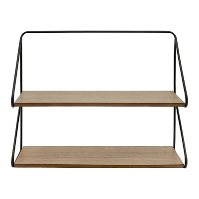 Black & Brown 2-Tier Wall Shelf
