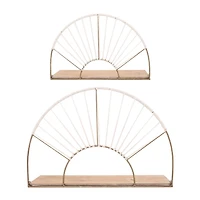 Gold Arched Sun Rays Wall Shelves, Set of 2