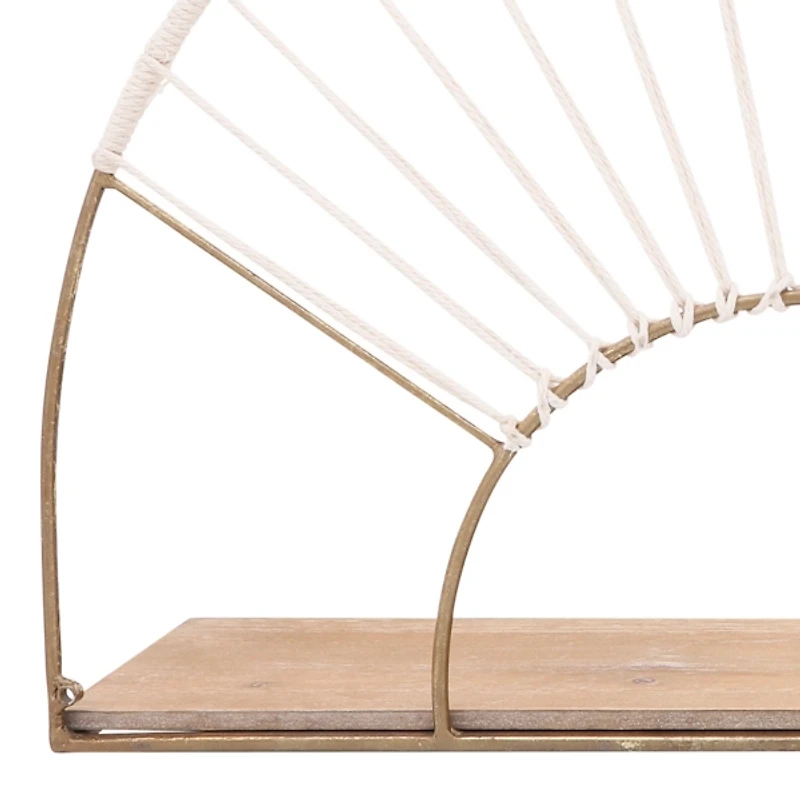 Gold Arched Sun Rays Wall Shelves, Set of 2