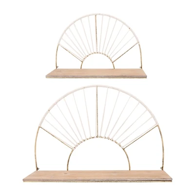 Gold Arched Sun Rays Wall Shelves, Set of 2