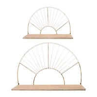 Gold Arched Sun Rays Wall Shelves, Set of 2